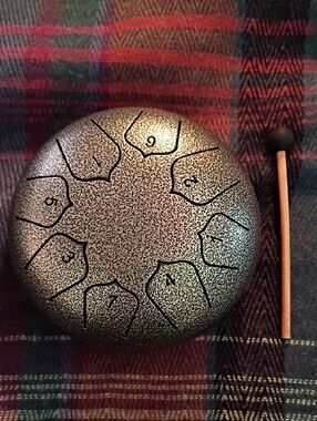 Nwot 9-Note Steel Tongue Rain Drum in Speckled Silver